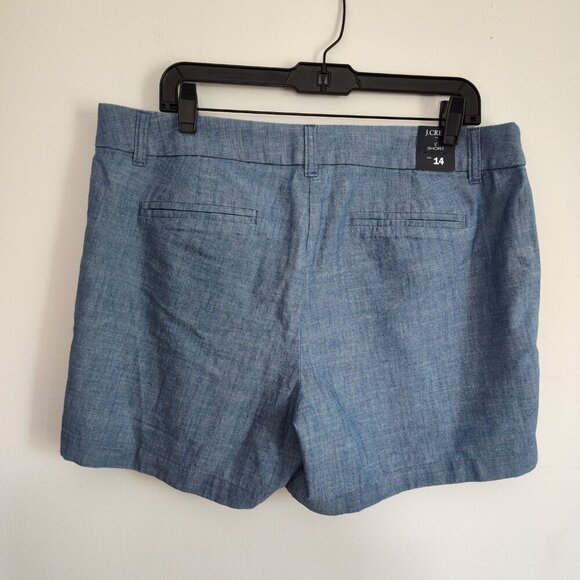 Ladies SZ 14 J Crew Factory Blue Chambray Short - Picture 2 of 3